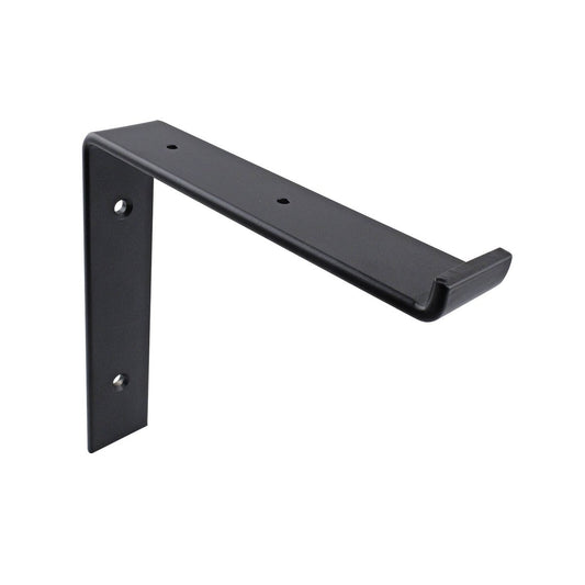Carinya Lipped Angle Bracket - 185 x 185mm - Black - Powder Coated Steel - 100kg Load Capacity - Auzzistore