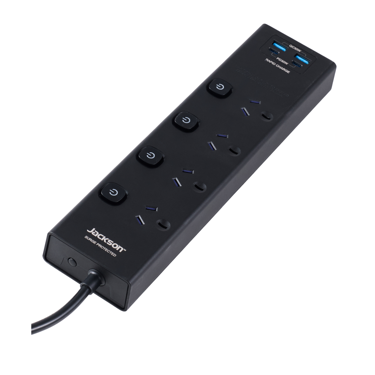 Jackson 4 Outlet Powerboard - 4 Individual Switches - 1.8m Lead - Blac ...