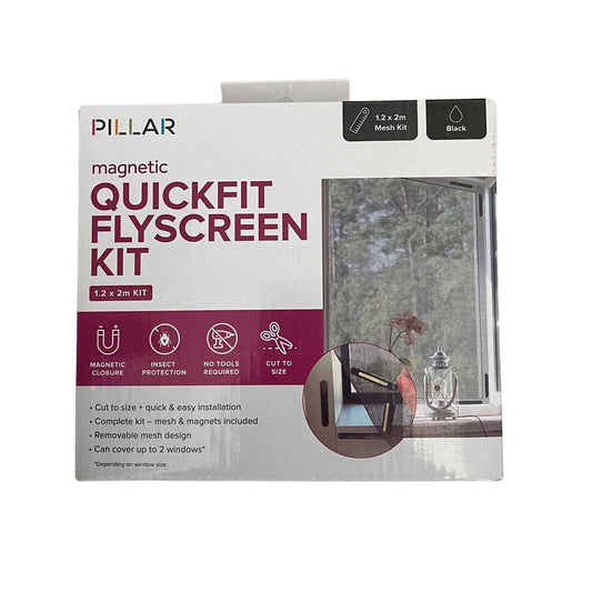 Pillar 1 Magnetic Flyscreen Kit - 2 x 2m - Black - Insect Control - Easy Install - Auzzistore