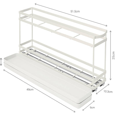 EzyStorage Förma 2-Tier Pull Out Drawer - 100 x 500mm - White - Smooth Sliding