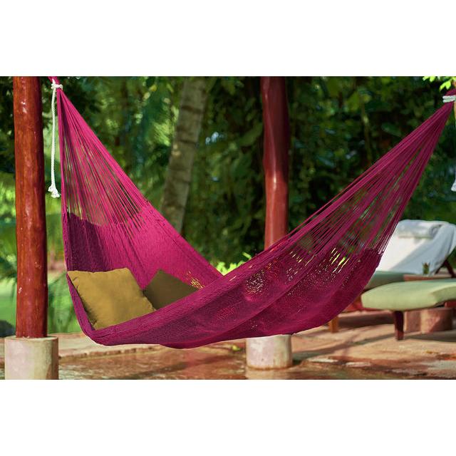 Mayan Legacy King Size Outdoor Cotton Mexican Hammock in Mexican Pink Colour