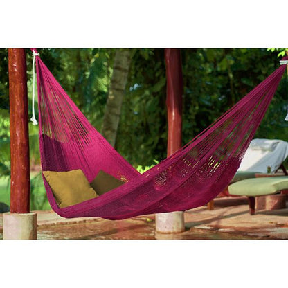 Mayan Legacy King Size Outdoor Cotton Mexican Hammock in Mexican Pink Colour