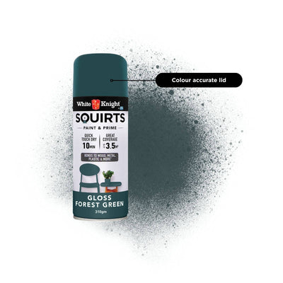 White Knight Squirts Forest Green Gloss Spray Paint 310g Durable Finish