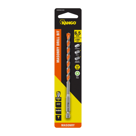 Kango 6.5mm x 150mm 1/4" Masonry Drill Bit - Durable Carbide Tip - Efficient Drilling - Auzzistore