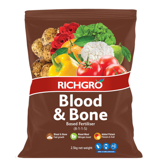 Richgro Blood and Bone Fertiliser - 2.5kg - Organic - Safe for Vegetables - Auzzistore