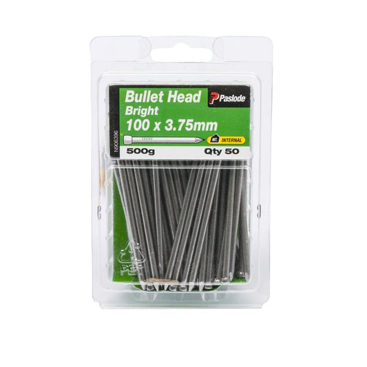 Paslode Bullet Head Nails 100mm Bright Steel 50 Pack General Purpose - Auzzistore