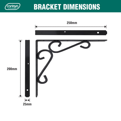 Carinya Heavy Duty Scroll Stayed Bracket 250x200mm Steel Durable