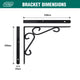 Carinya Heavy Duty Scroll Stayed Bracket 250x200mm Steel Durable