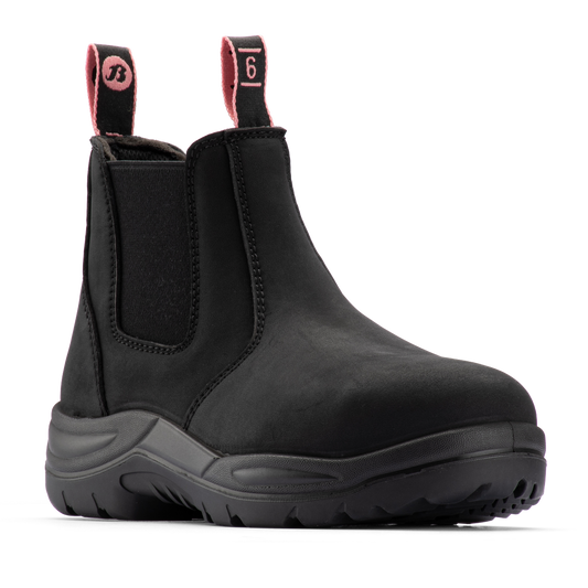 Bata Industrials Women's Black Juno Slip On Safety Boot US Size 10 - Steel Toe - Slip Resistant - Durable Leather