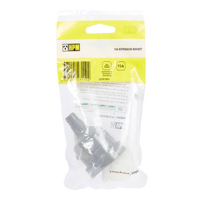 HPM 15A Grey Extension Cord Socket - PVC - Flexible - Safe Design