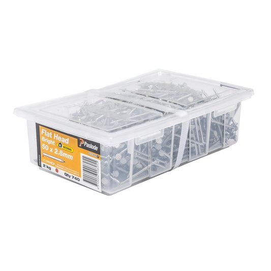 Paslode Flat Head Nails 50mm x 2.8mm Bright Steel 740 Pack - Auzzistore