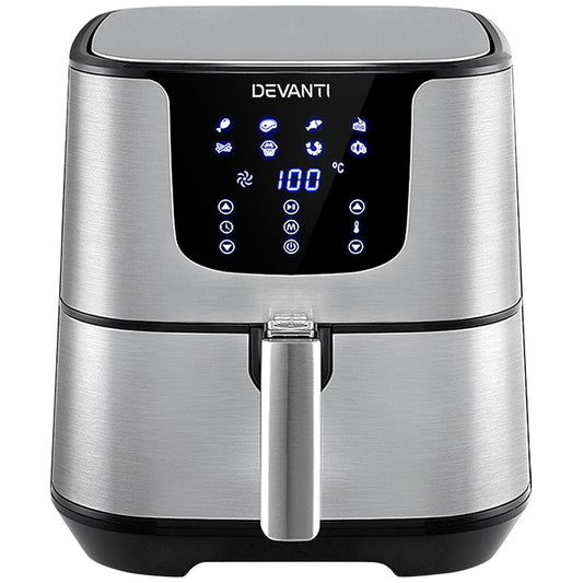 Devanti 7L Digital Air Fryer Silver AF-K-G-5T6-SS
