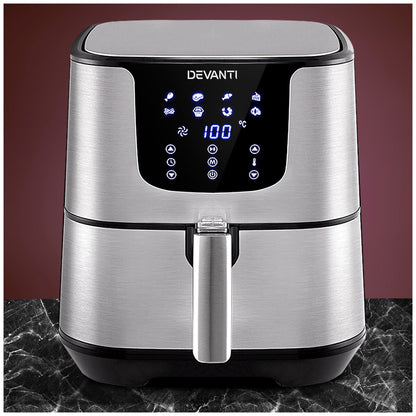 Devanti 7L Digital Air Fryer Silver AF-K-G-5T6-SS
