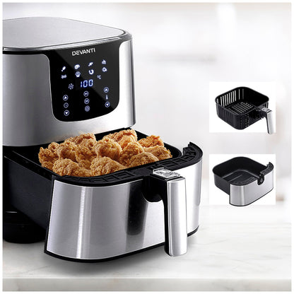 Devanti 7L Digital Air Fryer Silver AF-K-G-5T6-SS