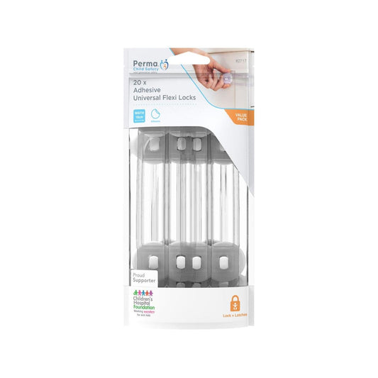 Perma Child Safety Flexi Locks - 18cm - Plastic - 20 Pack - Strong Adhesive