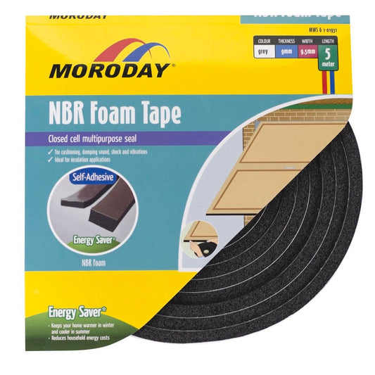 Moroday Foam Tape - 9mm x 5m - NBR - Self Adhesive - Auzzistore