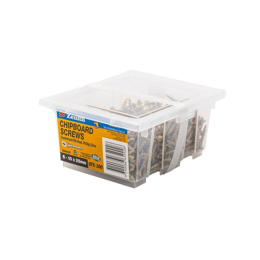 Zenith 8g x 25mm Gold Passivated Countersunk Rib Head Screws - 500 Pack - Maximum Grip - Efficient Countersinking - Auzzistore