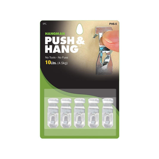 Hangman Push Hang Picture Hanger 5 Pack - 13.9mm x 1mm x 9.3mm - Easy Installation