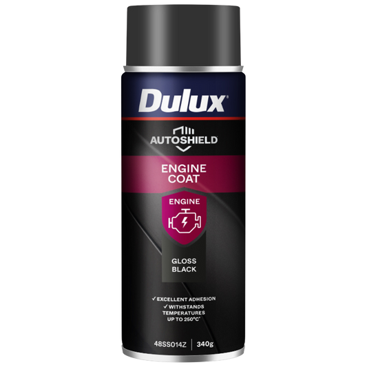 Dulux 340g Autoshield Engine Coat Spray Paint - Gloss Black - High-Temperature Resistance - Auzzistore