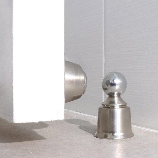 Adoored 75mm Chrome Satin Sphere Door Stop - Shock Absorbing - Easy Install – view 2 - Auzzistore