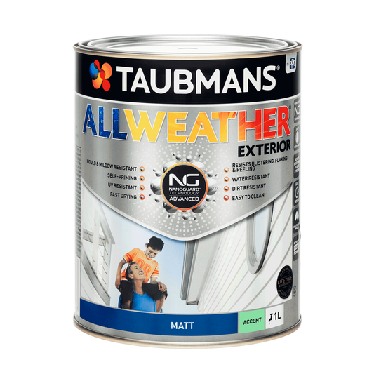 Taubmans 1L Accent Matt All Weather Exterior Paint - 1L - Untinted - Auzzistore