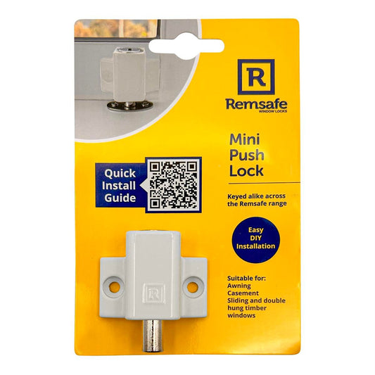 Remsafe White Mini Push Lock - 45mm x 25mm x 47mm - Secure DIY Solution - Auzzistore