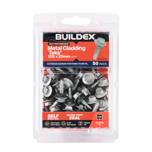 Buildex 12g x 20mm Cladding Fencing Teks Screws - 50 Pack - Self-Drilling - Corrosion-Resistant - Auzzistore