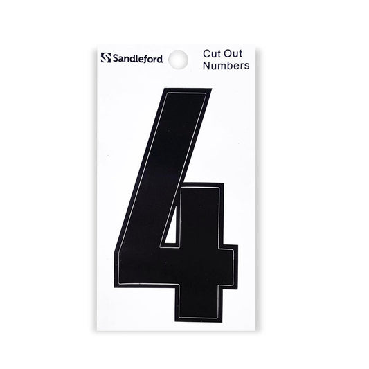 Sandleford 85mm Black Cut Out Self Adhesive House Number 4 - Auzzistore