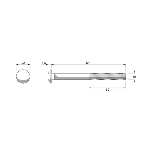 Zenith M10 Cup Head Bolts and Nuts - 120mm - Hot Dipped Galvanised Black - 4.6 Grade Steel - Coarse Thread - Secure Fastening – view 2 - Auzzistore