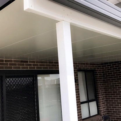 Alyspan Post Beam Connector 65mm Pearl White Galvanised Steel Easy Install