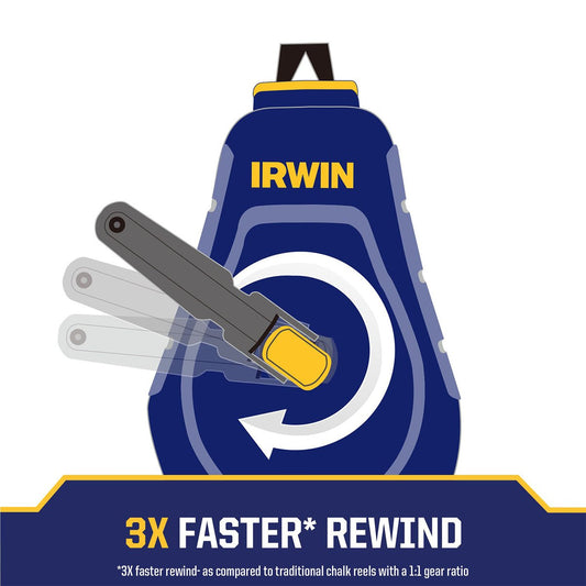 Irwin Strait Line Compact Chalk Reel - 9m - 3:1 Gear Ratio - Anti-Jam Design – view 2 - Auzzistore