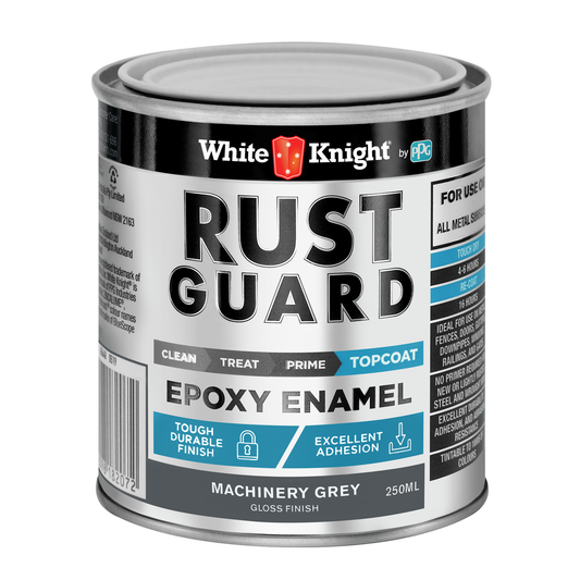 White Knight Rust Guard Epoxy Enamel Paint 250ml - Machinery Grey - UV Resistant