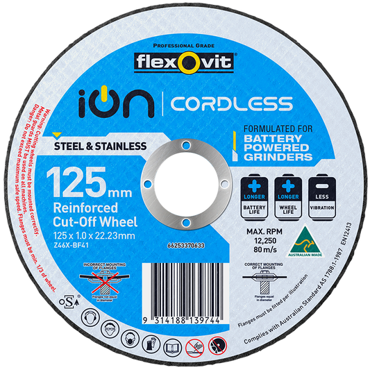 Flexovit Cut Off Wheel 125mm Zirconia Longer Life For Grinders - Auzzistore