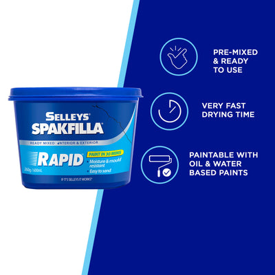Selleys Spakfilla Rapid 260g Gap Filler - Lightweight - Fast Drying - Paintable