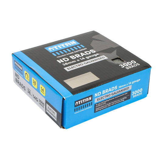 Titan 38mm Electro Galvanised Straight Collated Nail Brads Pack of 3000 - 14 Gauge - Chisel Point - Corrosion Resistant – view 2 - Auzzistore