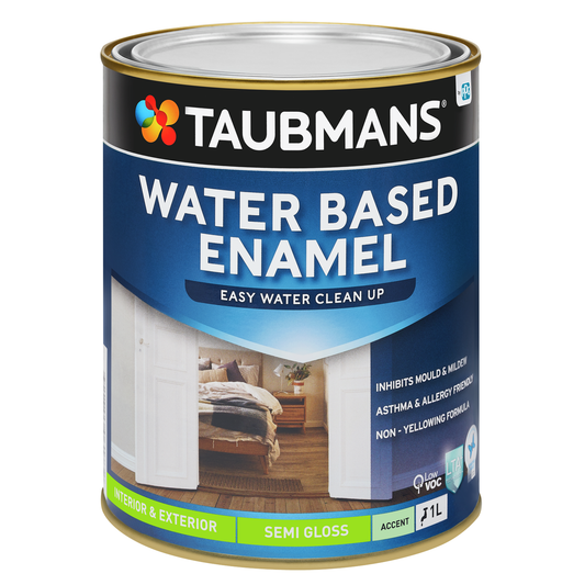 Taubmans 1L Accent Semi Gloss Water Based Enamel Paint - 1L - Low VOC, Non-Yellowing - Auzzistore