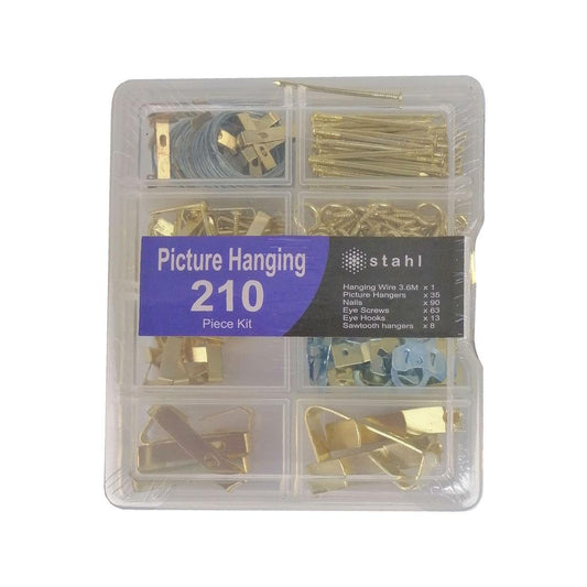 Stahl Picture Hanging Kit - 210 Pieces - Metal - Gold - Various Sizes - Auzzistore