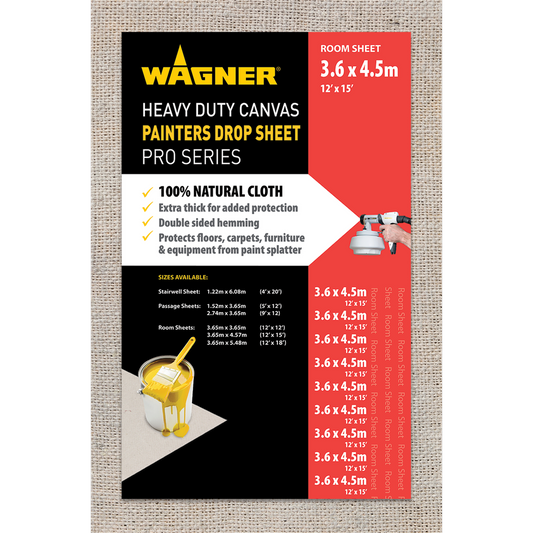 Wagner Heavy Duty Canvas Drop Sheet 3.65m x 4.57m Tear Resistant - Auzzistore