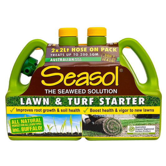 Seasol Lawn and Turf Starter Twin Pack - 2 x 2L - Brown - 4L - Auzzistore