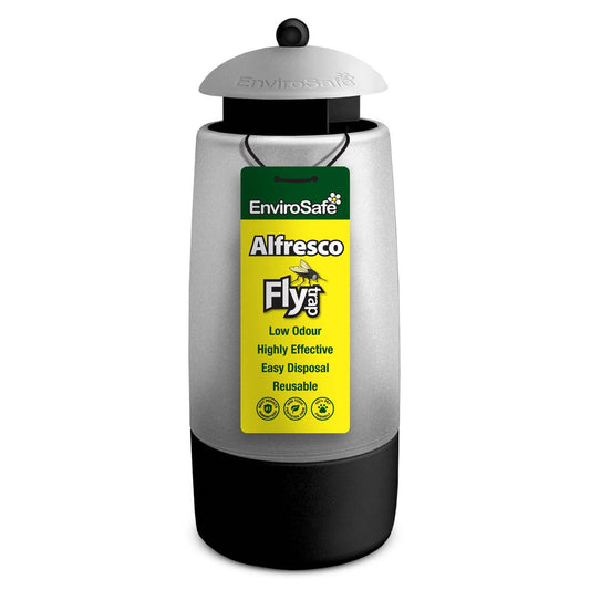Envirosafe Alfresco Fly Trap - Reusable Outdoor Fly Trap - 120mm x 300mm - Low Odour - Auzzistore