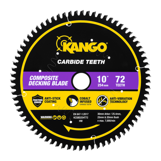 Kango 254mm 72T Composite Decking Mitre Saw Blade - Precision Cuts - Durable