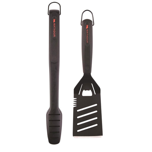 Matador BBQ Tool Set - Black Non Stick - 2 Piece - Stainless Steel - 162mm x 395mm