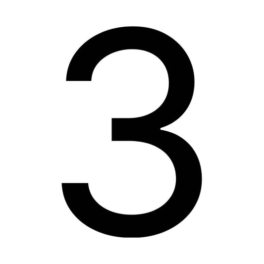 Numero Black Vinyl Transfer 3 - Self-Adhesive House Number - 43mm x 65mm - Black - Weatherproof - Auzzistore