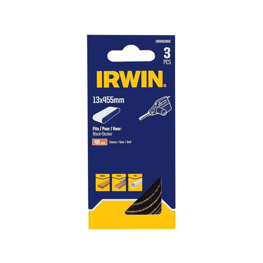 Irwin Powerfile Belt 3 Pack - 13mm - 40 Grit - Aluminium Oxide - Multi-Purpose - Auzzistore