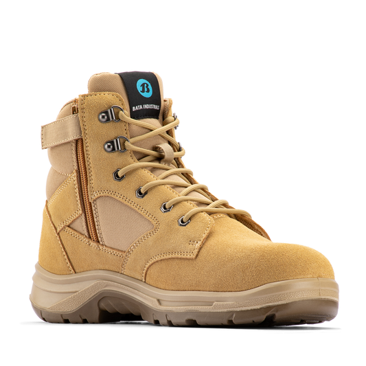 Bata Industrials Men's Wheat Bobcat Zip Side Safety Boot UK Size 10 - Steel Toe - Slip-Resistant - Lightweight