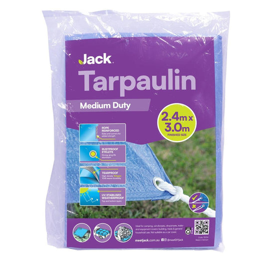Jack 2 Medium Duty Tarpaulin 2.4m x 3.0m - UV Resistant, Tear-Resistant