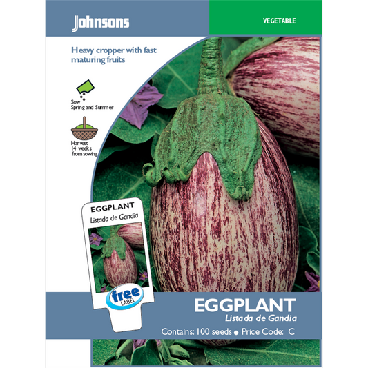 Johnsons Listada Eggplant Seeds - 20cm - Seeds - Heirloom Variety - Auzzistore