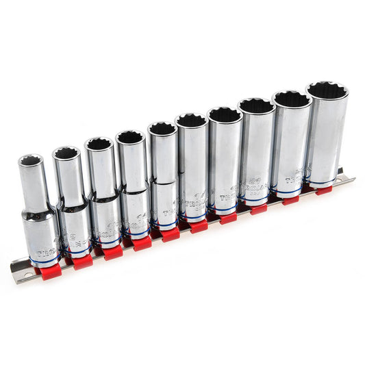 Trojan 10 Piece Deep Socket Rail Set 1/2" - 10mm to 24mm - Lifetime Warranty - Auzzistore