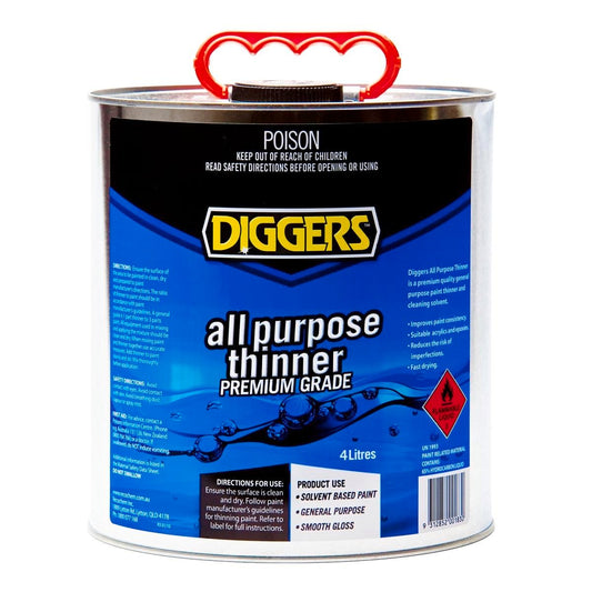 DIGGERS All Purpose Thinner 1L Solvent Cleaner Fast Drying Smooth Finish - Auzzistore