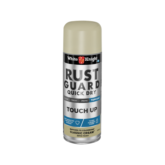 White Knight Rust Guard 300g Classic Cream Satin Touch Up Spray Paint - Auzzistore